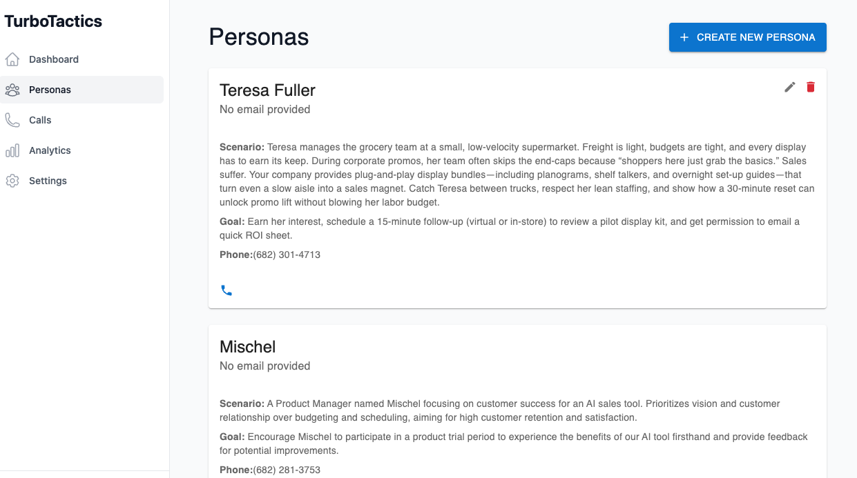 TurboTactics Personas